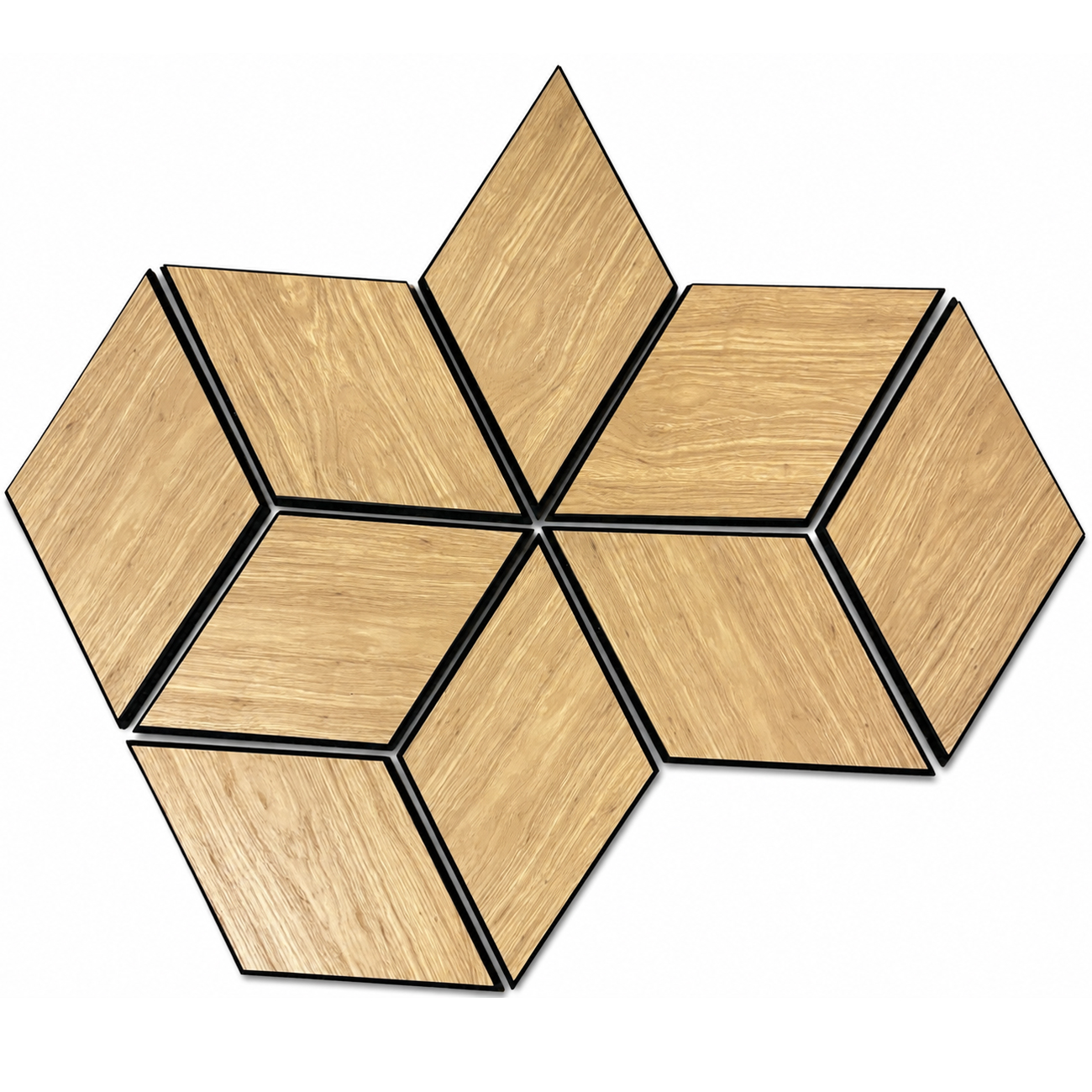 Set 9 panouri decorative romb MDF si fetru, LDA PREMIUM, 40x24 cm, Stejar Saragossa