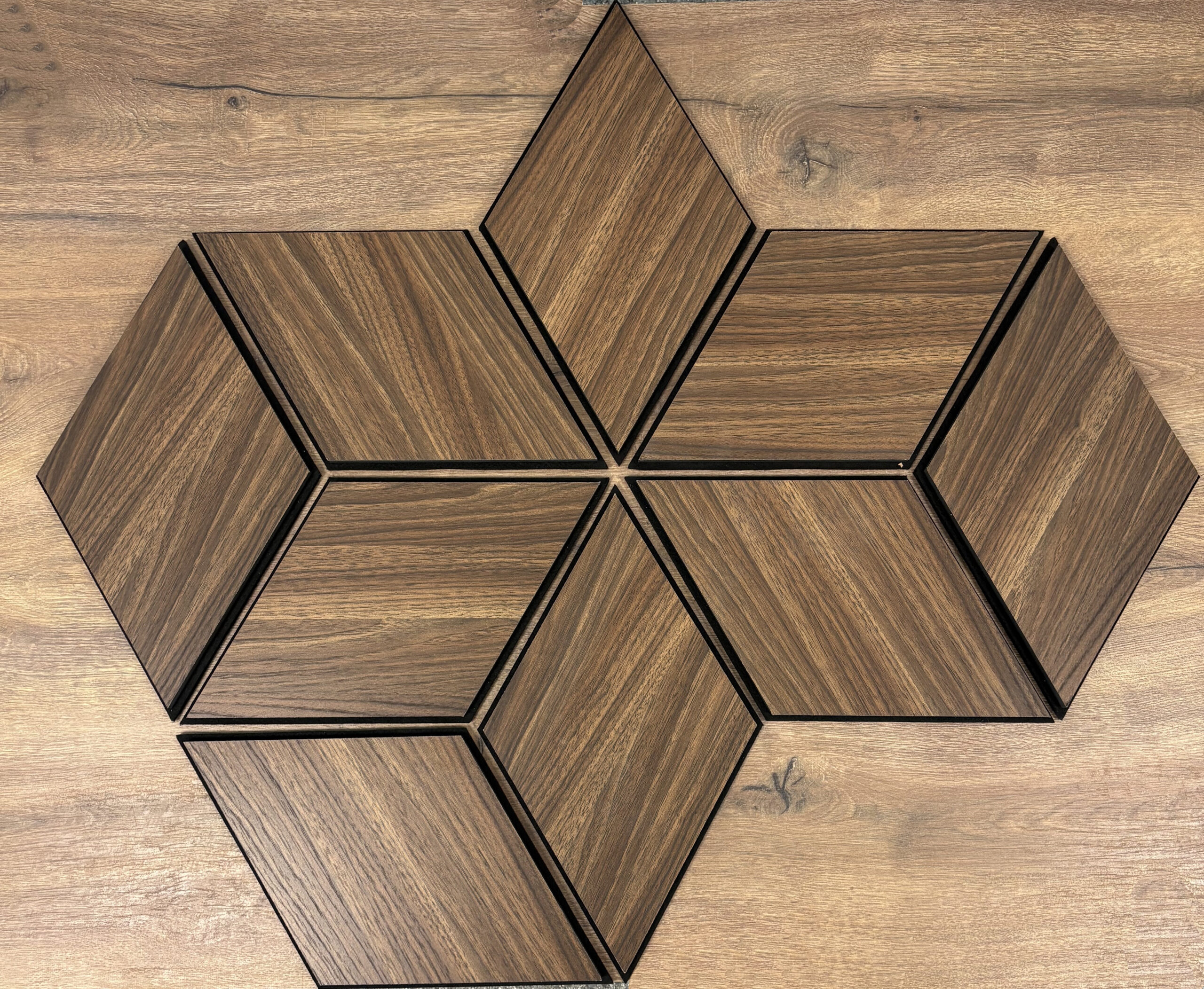 Set 9 panouri decorative romb MDF si fetru, LDA PREMIUM, 40x24cm, Nuc Modena - imagine 15