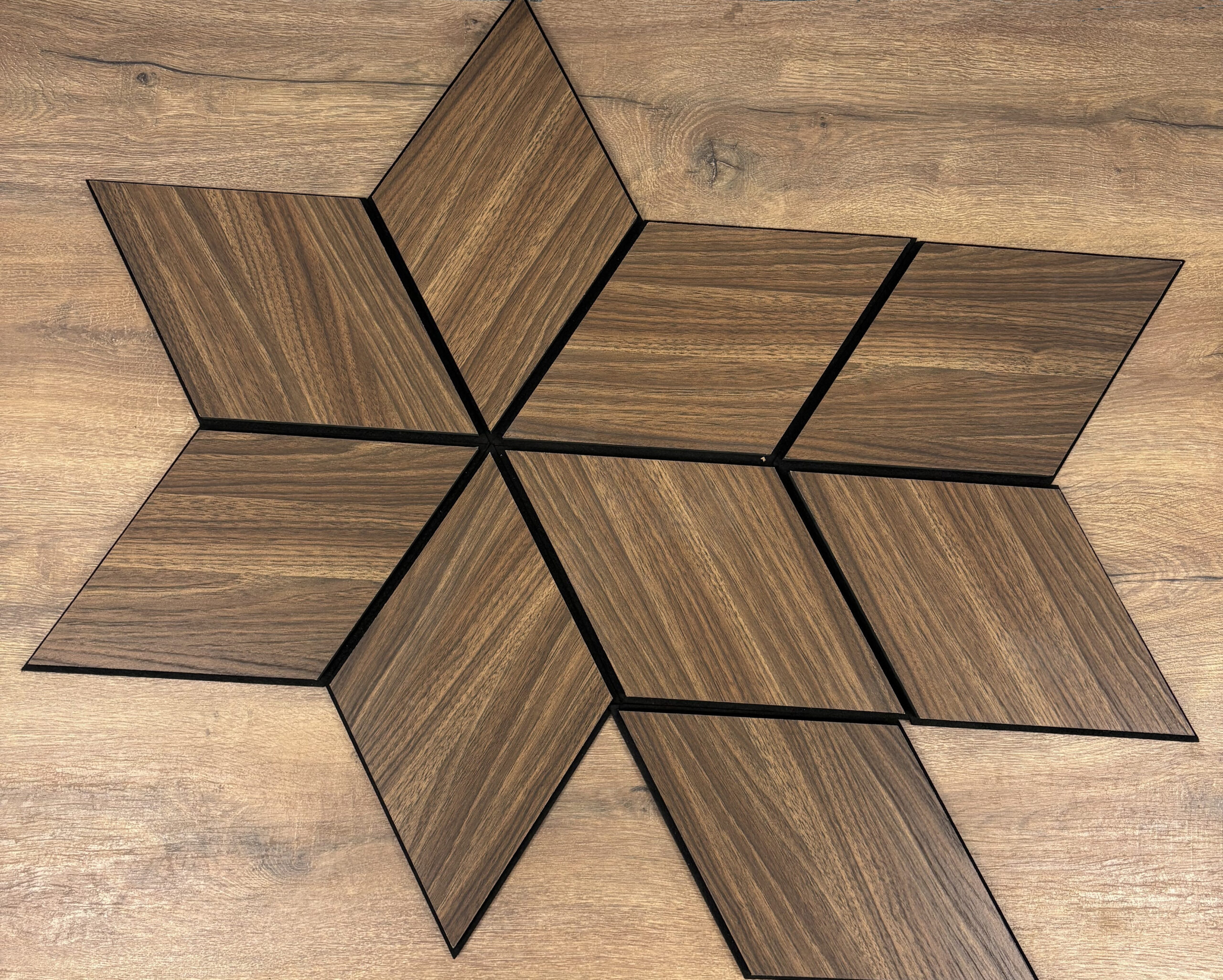 Set 9 panouri decorative romb MDF si fetru, LDA PREMIUM, 40x24cm, Nuc Modena - imagine 17