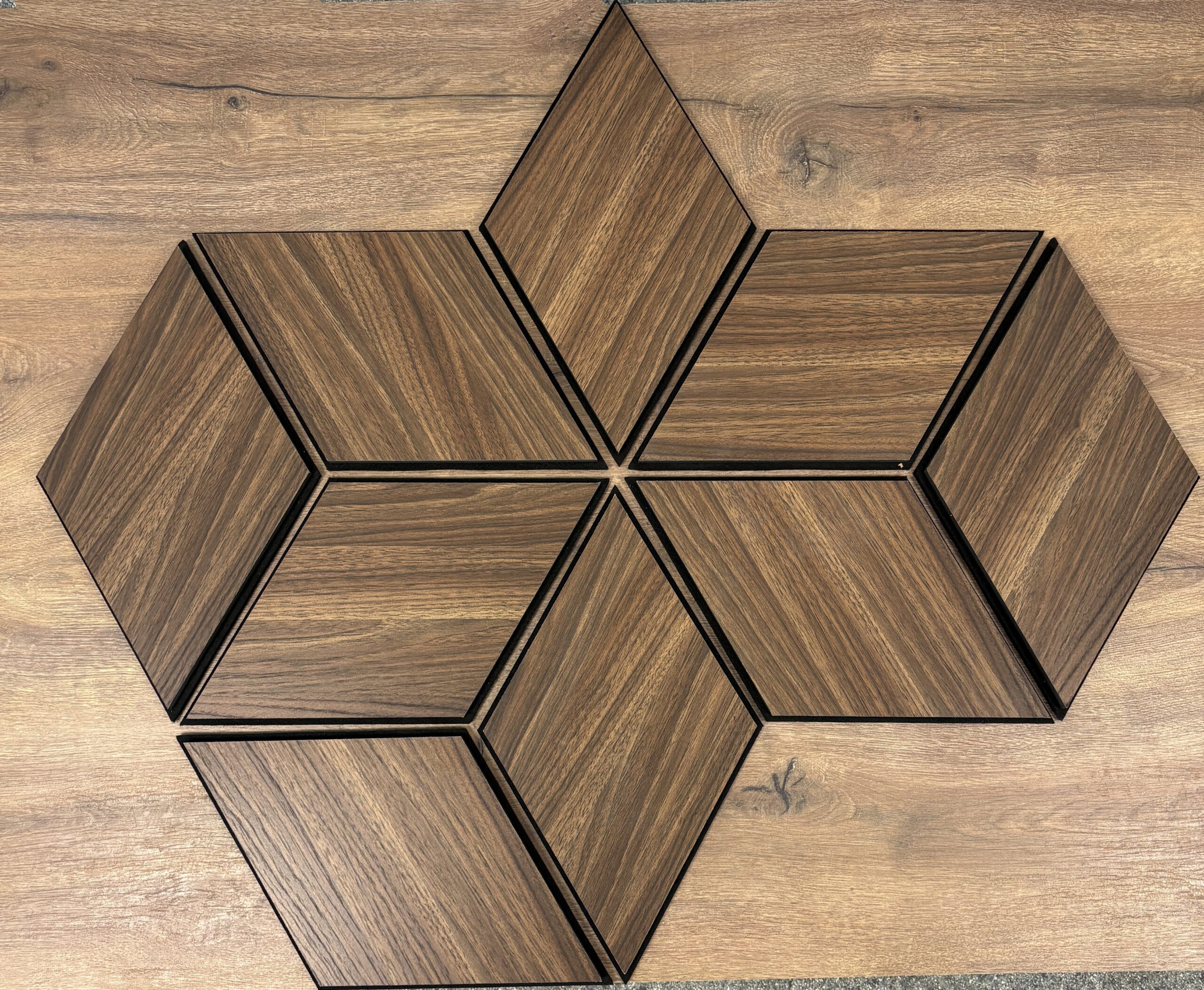 Set 9 panouri decorative romb MDF si fetru, LDA PREMIUM, 40x24cm, Nuc Modena - imagine 18