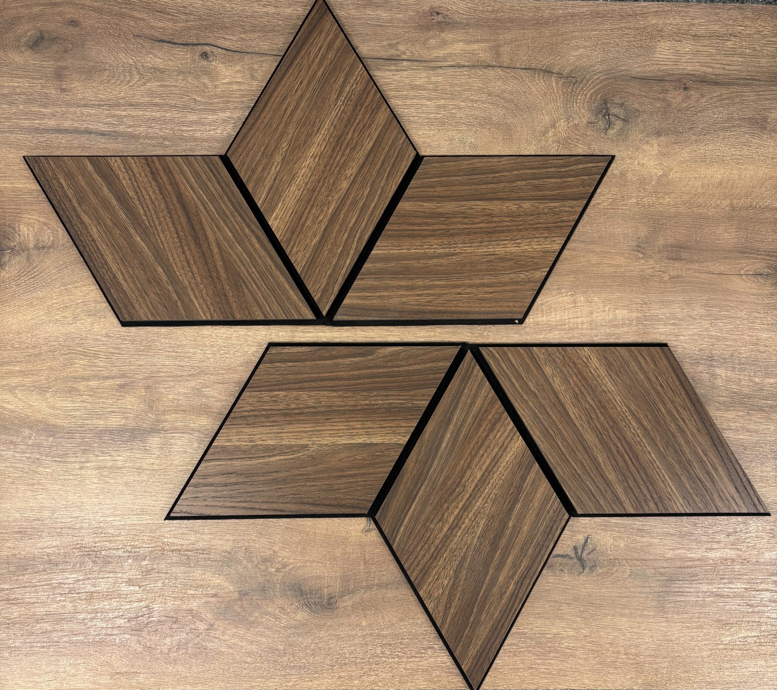 Set 9 panouri decorative romb MDF si fetru, LDA PREMIUM, 40x24cm, Nuc Modena - imagine 6