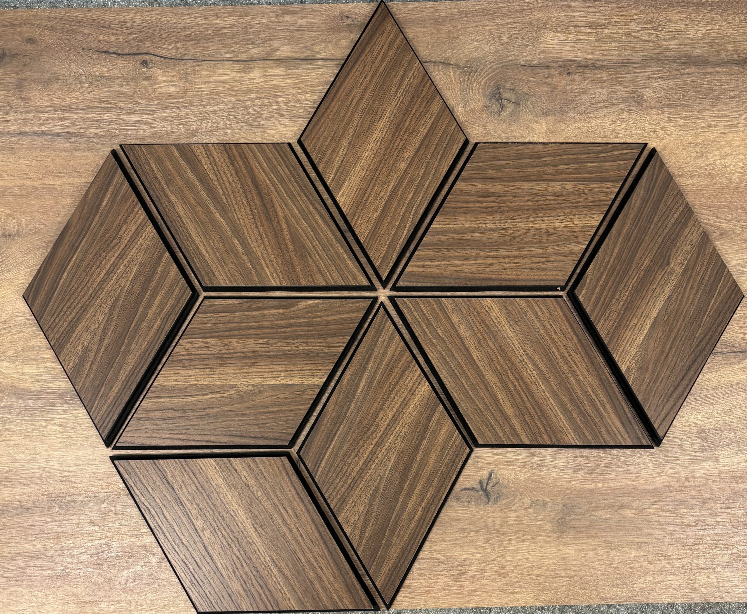 Set 9 panouri decorative romb MDF si fetru, LDA PREMIUM, 40x24cm, Nuc Modena - imagine 7