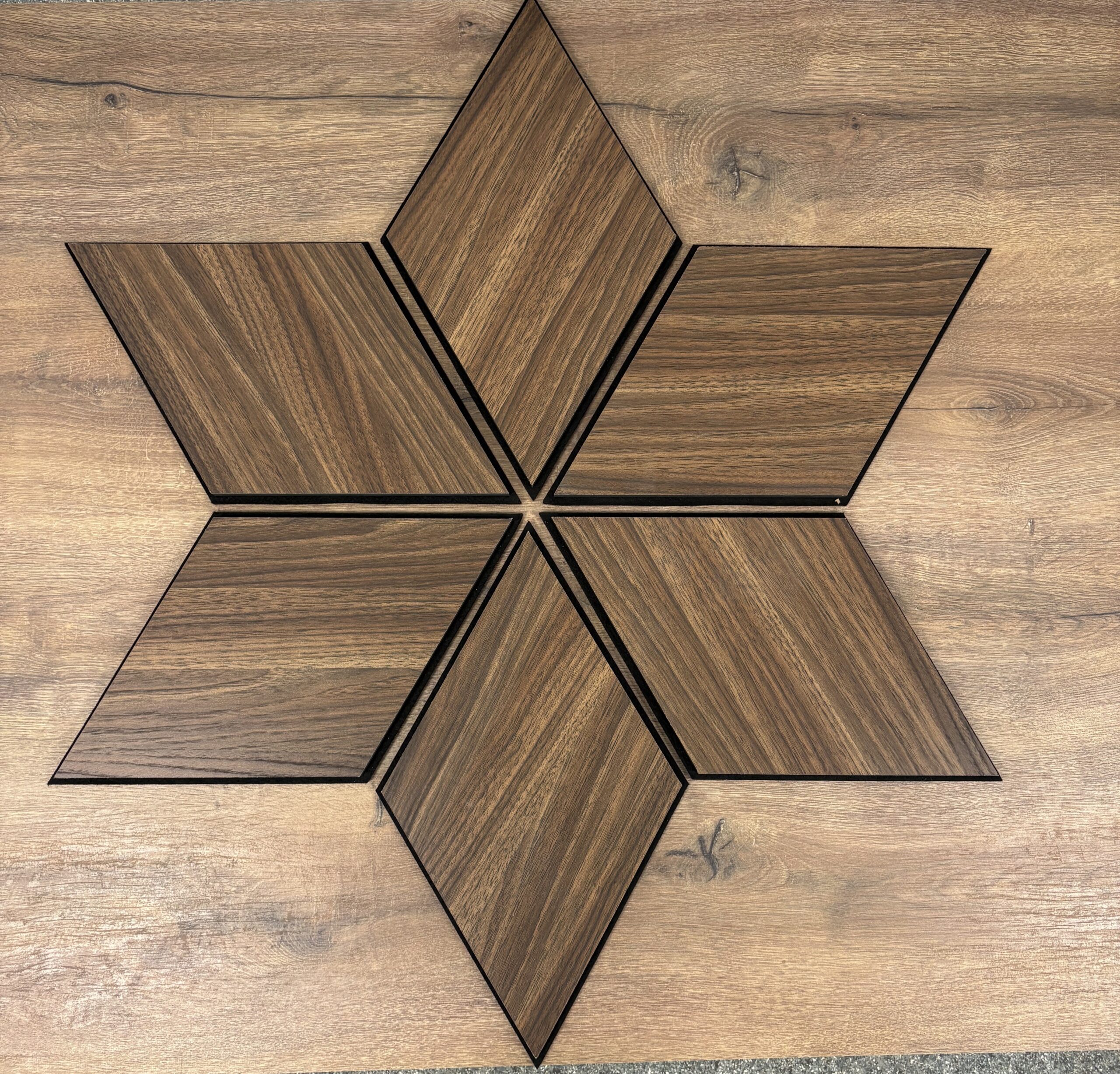 Set 9 panouri decorative romb MDF si fetru, LDA PREMIUM, 40x24cm, Nuc Modena - imagine 8