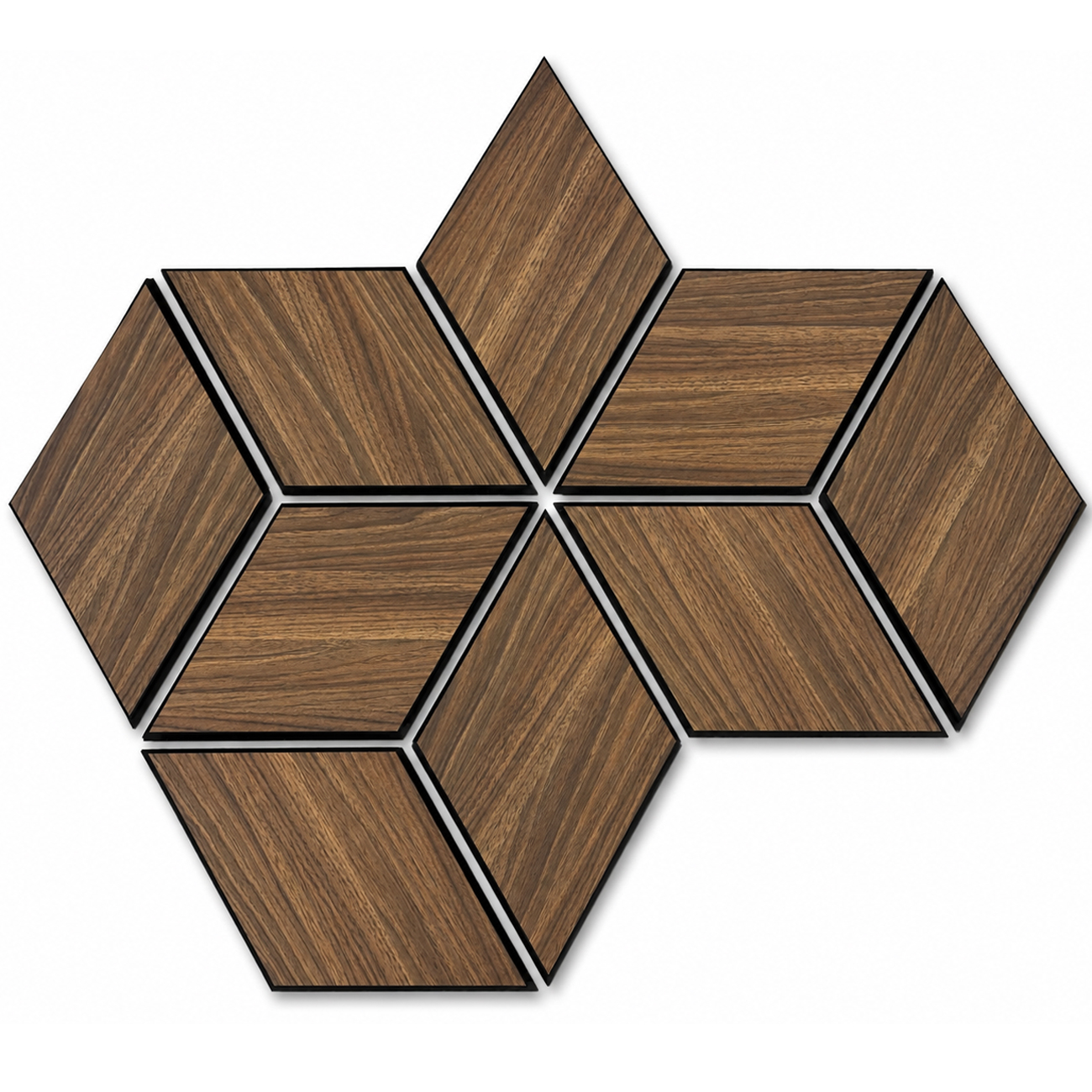 Set 9 panouri decorative romb MDF si fetru, LDA PREMIUM, 40x24cm, Nuc Modena