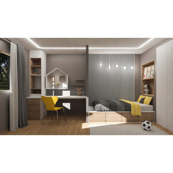 Riflaj MDF decorativ LDA PREMIUM de tip Panou Acoustic, ALB MAT, 260x40 cm - imagine 3