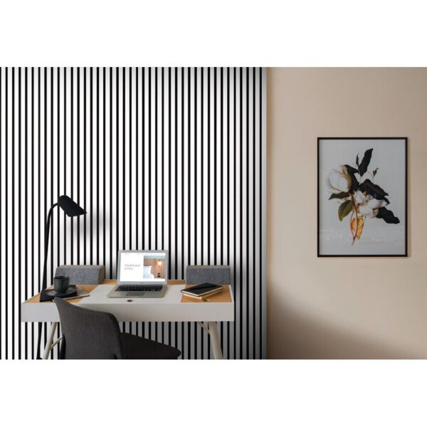 Riflaj MDF decorativ LDA PREMIUM de tip Panou Acoustic, ALB MAT, 260x40 cm - imagine 4