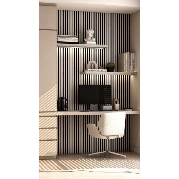 Riflaj MDF decorativ LDA PREMIUM de tip Panou Acoustic, ALB MAT, 260x40 cm - imagine 5