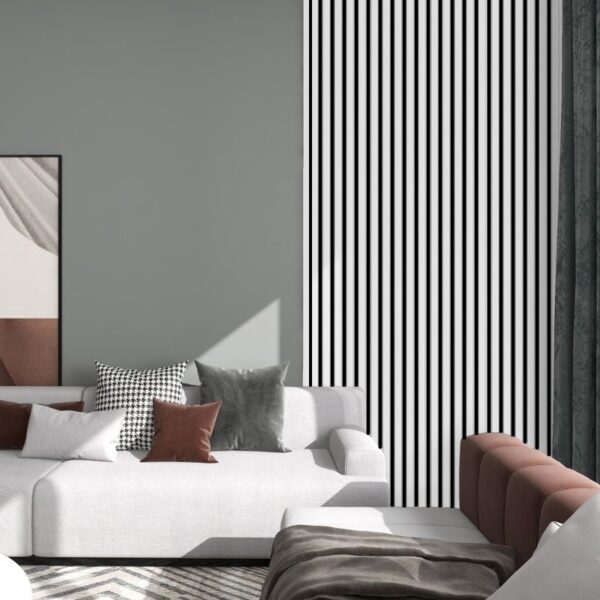 Riflaj MDF decorativ LDA PREMIUM de tip Panou Acoustic, ALB MAT, 260x40 cm - imagine 11
