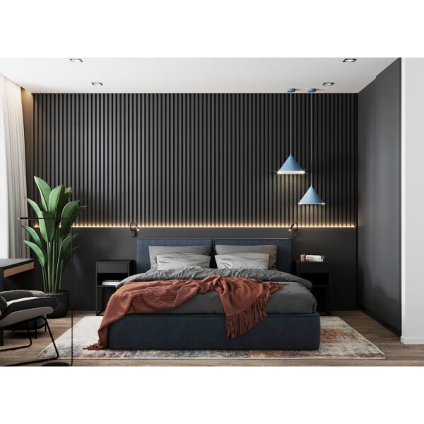Riflaj MDF decorativ LDA PREMIUM de tip Panou Acustic, Negru, 260x40 cm - imagine 14