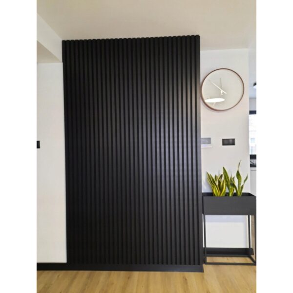 Riflaj MDF decorativ LDA PREMIUM de tip Panou Acustic, Negru, 260x40 cm - imagine 3