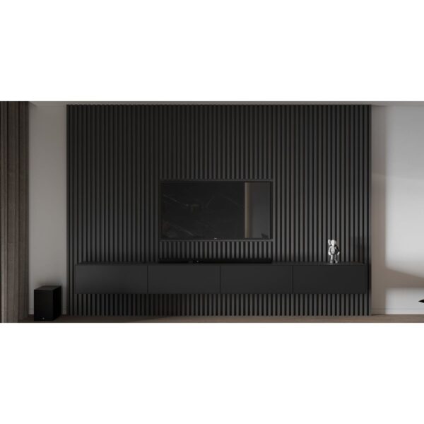Riflaj MDF decorativ LDA PREMIUM de tip Panou Acustic, Negru, 260x40 cm - imagine 4