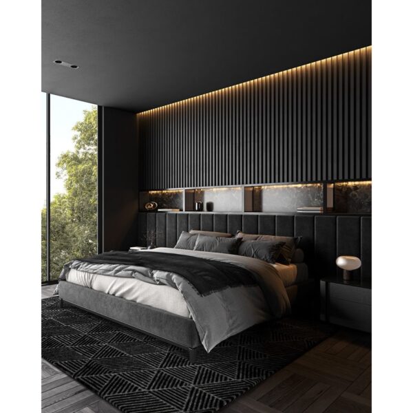 Riflaj MDF decorativ LDA PREMIUM de tip Panou Acustic, Negru, 260x40 cm - imagine 6