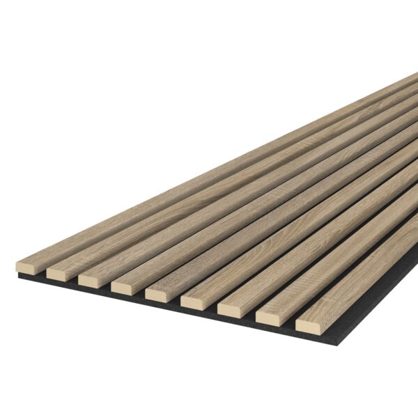 Riflaj MDF decorativ LDA PREMIUM de tip Panou Acustic, Stejar SONOMA, 260x40 cm - imagine 2