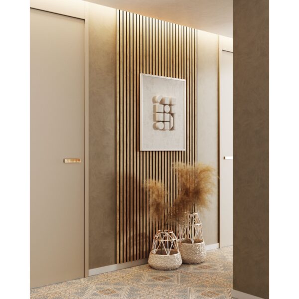 Riflaj MDF decorativ LDA PREMIUM de tip Panou Acustic, Stejar SONOMA, 260x40 cm - imagine 3