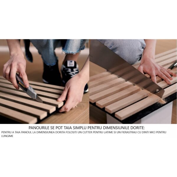 Riflaj MDF decorativ LDA PREMIUM de tip Panou Acustic, Marmura cu insertii aurii, 260x40 cm - imagine 3