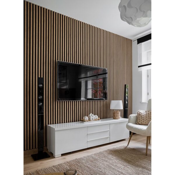 Riflaj MDF decorativ LDA PREMIUM de tip Panou Acoustic, Stejar Natur Saragossa, 260x40 cm - imagine 8