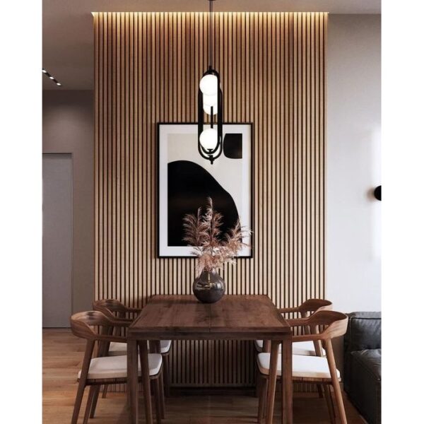 Riflaj MDF decorativ LDA PREMIUM de tip Panou Acoustic, Stejar Natur Saragossa, 260x40 cm - imagine 6