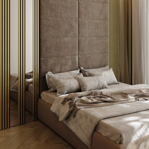 Riflaj MDF decorativ LDA PREMIUM de tip Panou Acustic, Auriu, 260x40 cm - imagine 2
