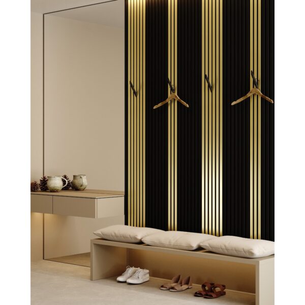 Riflaj MDF decorativ LDA PREMIUM de tip Panou Acustic, Auriu, 260x40 cm - imagine 5