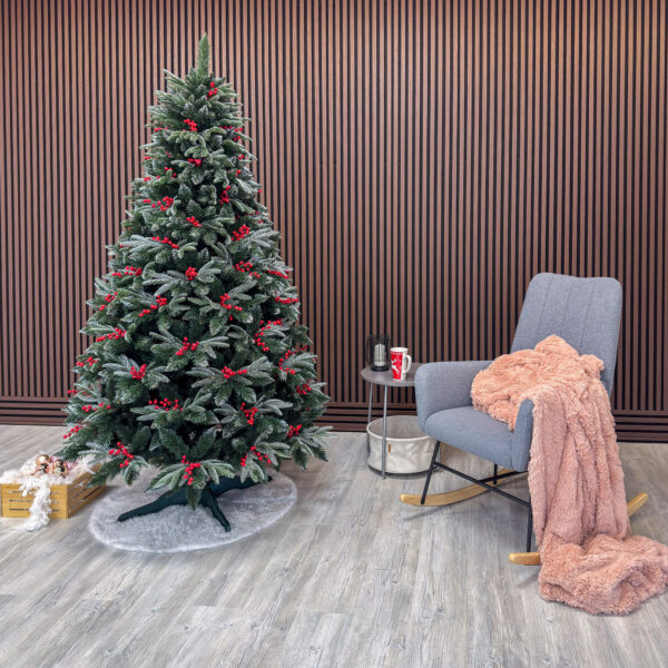 Brad artificial Sersimo, Miahelene Elite, verde nins cu merisoare, mix 2D+3D, 220 cm - imagine 2