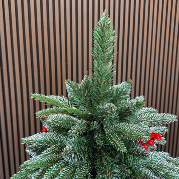 Brad artificial Sersimo, Miahelene Elite, verde nins cu merisoare, mix 2D+3D, 220 cm - imagine 5