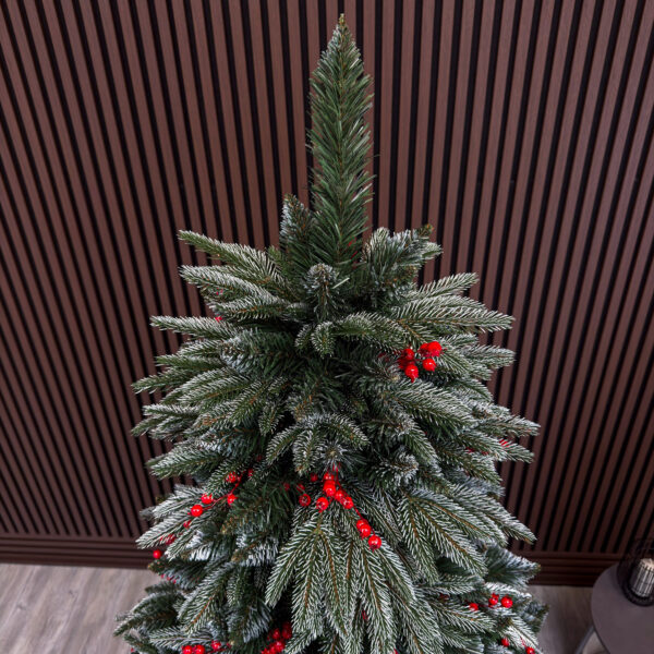 Brad artificial Sersimo, Miahelene Elite, verde nins cu merisoare, mix 2D+3D, 220 cm - imagine 12