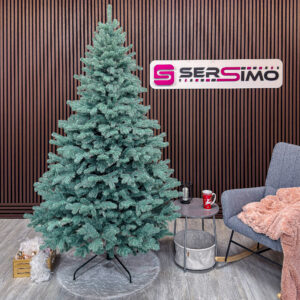 Brad artificial Christmas Deluxe by Sersimo, Kovalivka Select argintiu, integral 3D, 230 cm