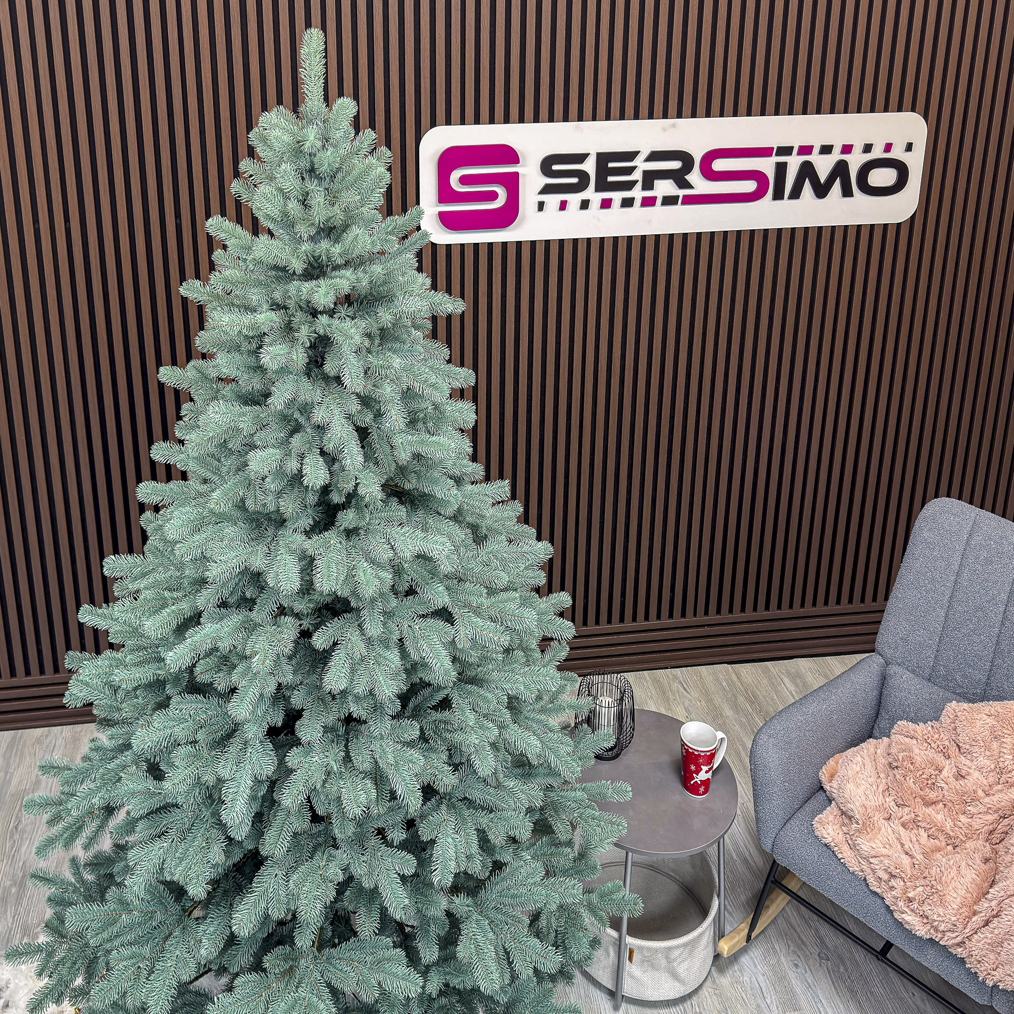 Brad artificial Christmas Deluxe by Sersimo, Kovalivka Select argintiu, integral 3D, 230 cm - imagine 9