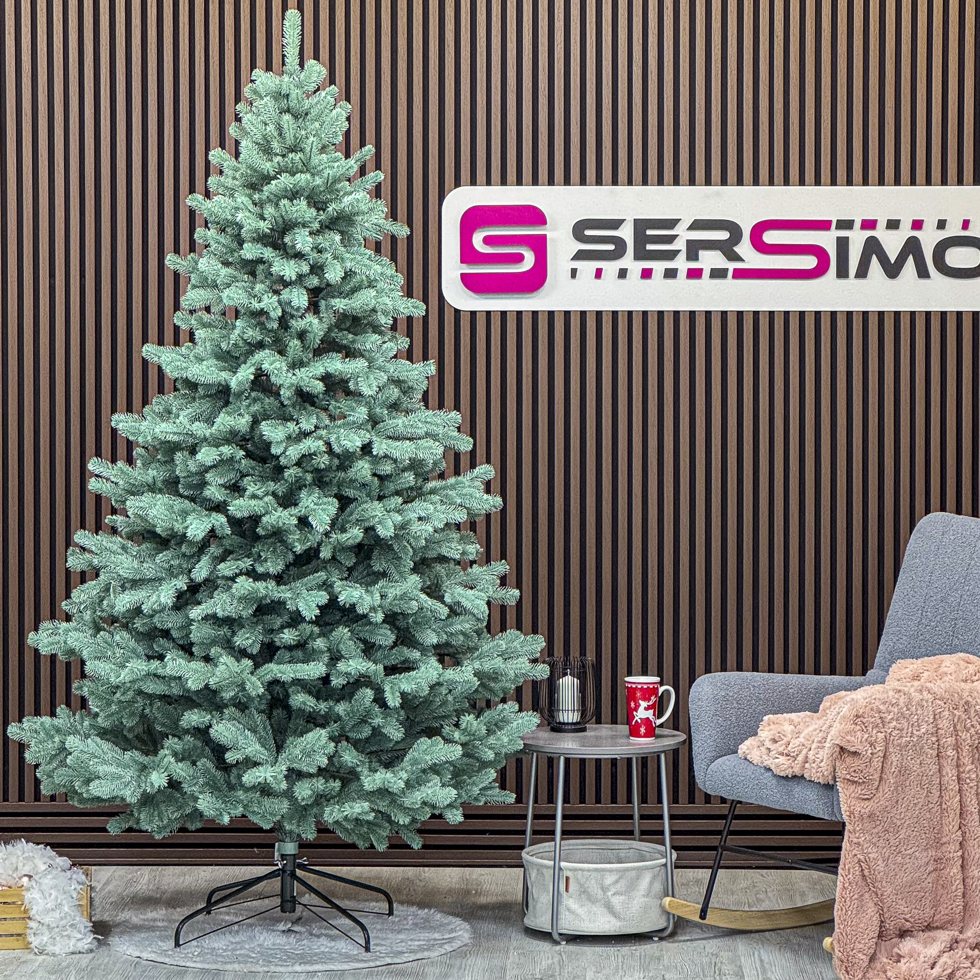 Brad artificial Christmas Deluxe by Sersimo, Kovalivka Select argintiu, integral 3D, 230 cm - imagine 2