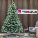 Brad artificial Sersimo, Scandinavia, verde cu varfuri argintii, integral 3D, 230 cm