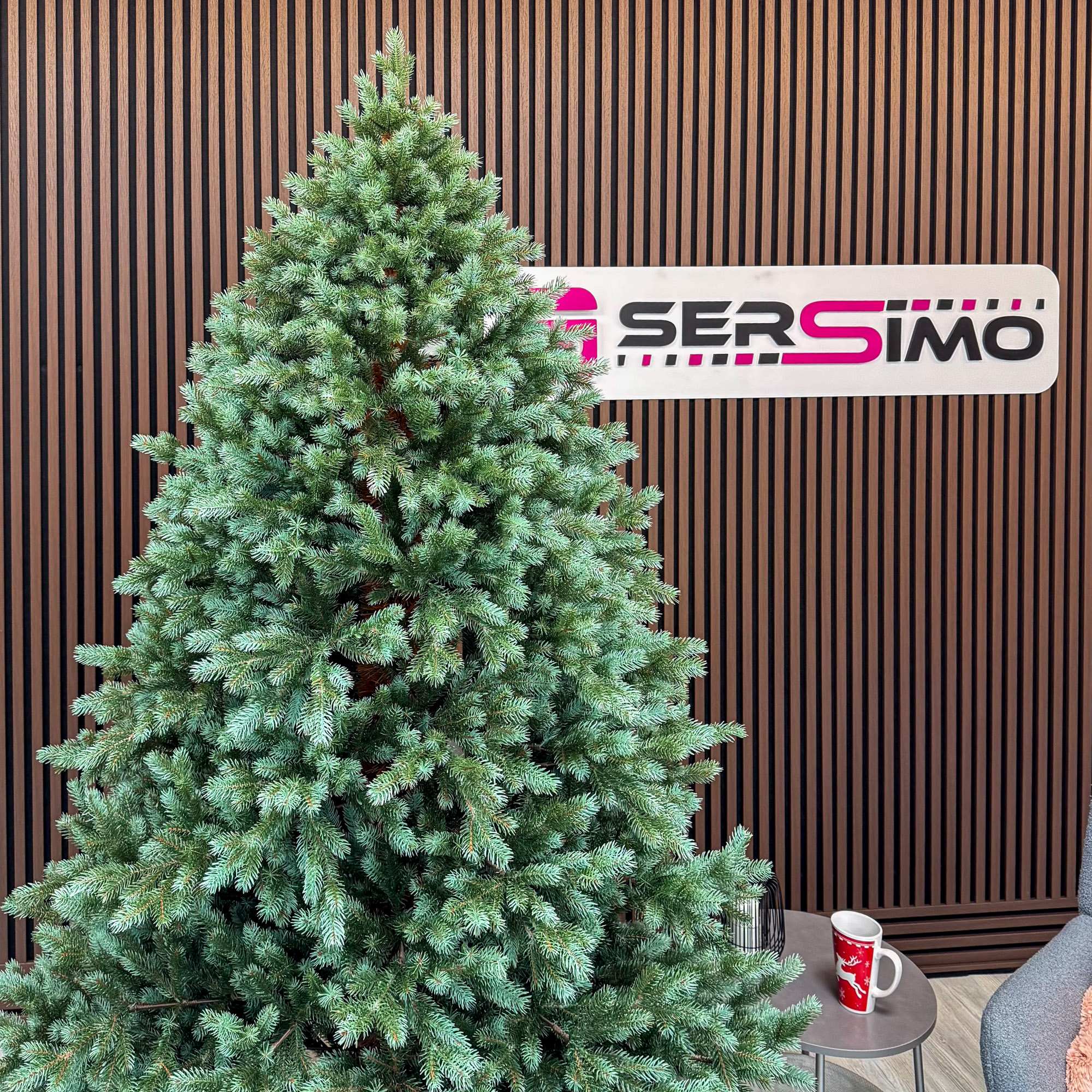 Brad artificial Sersimo, Hollandia, verde cu varfuri argintii, integral 3D, 250 cm - imagine 3