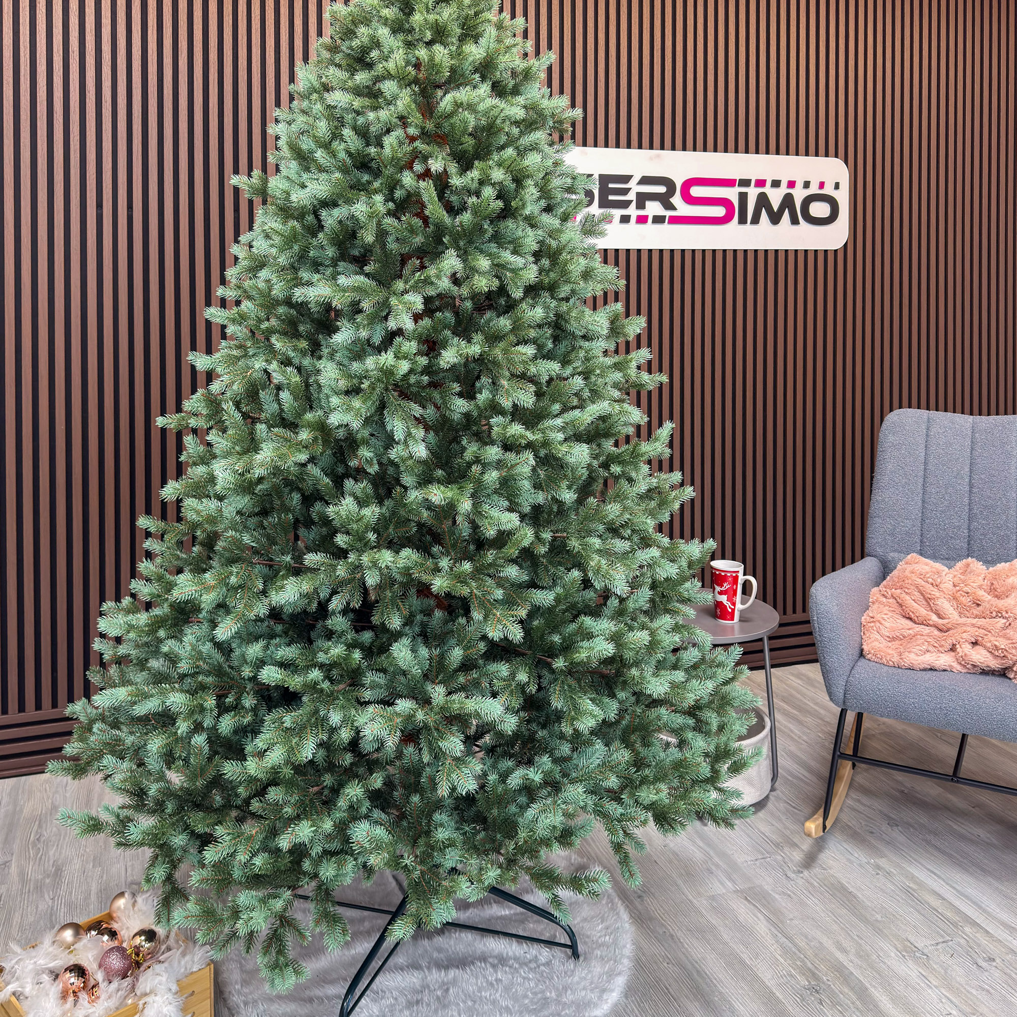 Brad artificial Sersimo, Hollandia, verde cu varfuri argintii, integral 3D, 250 cm - imagine 17