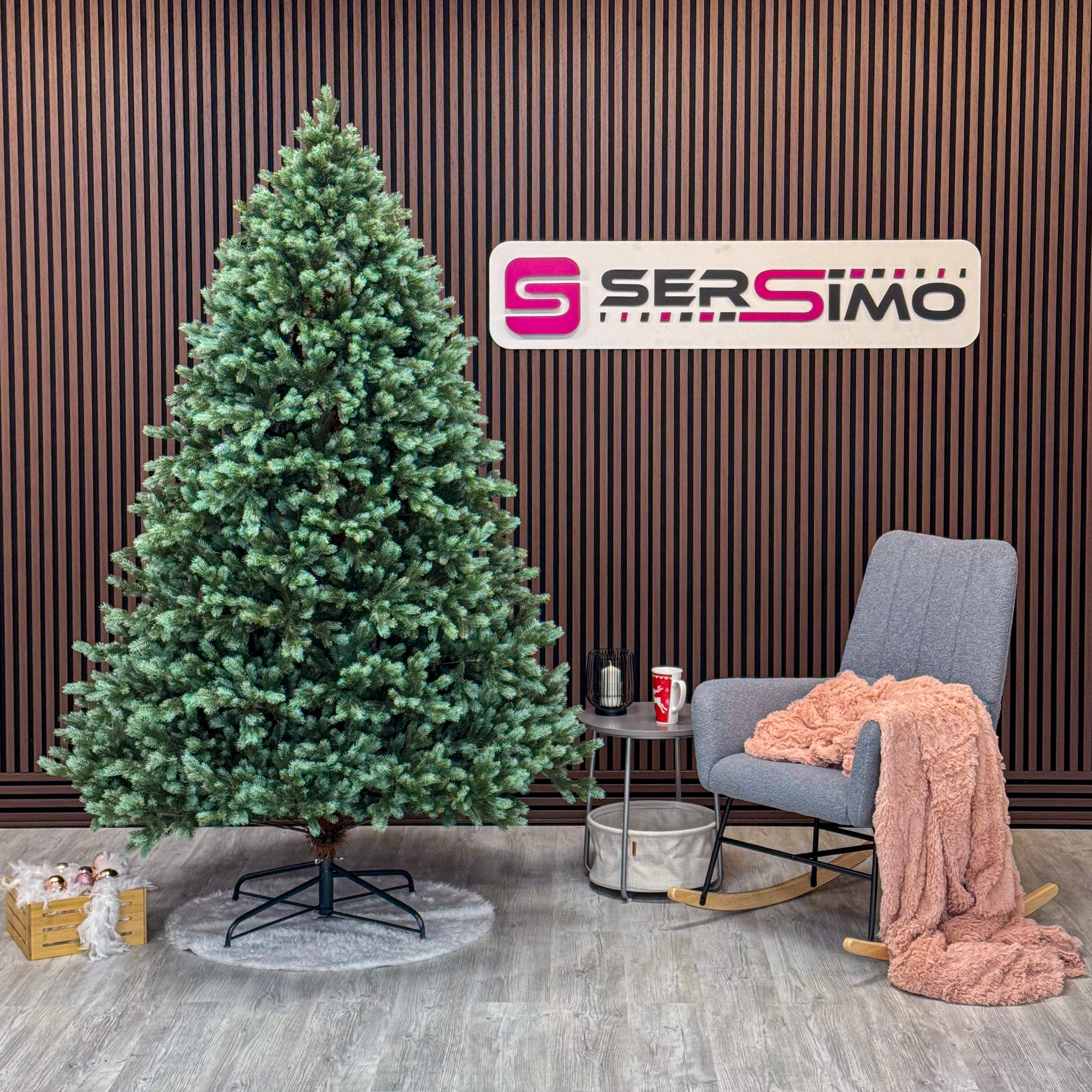 Brad artificial Sersimo, Hollandia, verde cu varfuri argintii, integral 3D, 250 cm - imagine 9