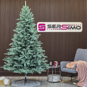 Brad artificial Christmas Deluxe by Sersimo, Viena Select argintiu, integral 3D, 250 cm