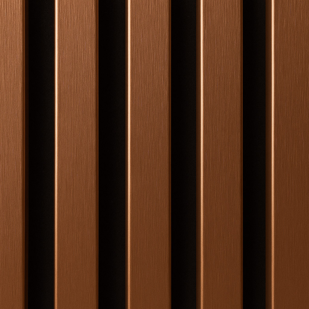 Riflaj MDF decorativ LDA PREMIUM de tip Panou Acustic, Cupru periat, 260x40 cm - imagine 2