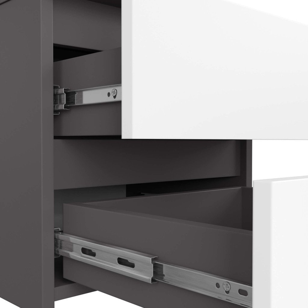 Noptiera cu 2 sertare, din PAL laminat, 40x35x40 cm, gri si alb - imagine 3