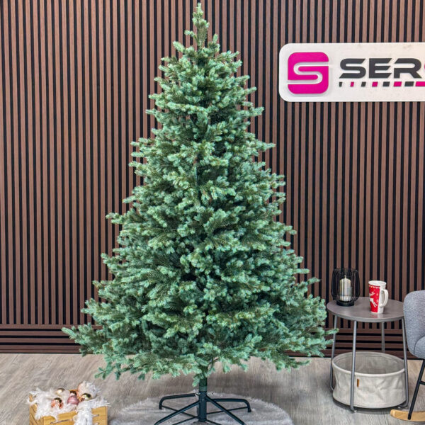 Brad artificial Sersimo, Scandinavia, verde cu varfuri argintii, integral 3D, 210 cm - imagine 4