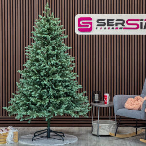 Brad artificial Sersimo, Scandinavia, verde cu varfuri argintii, integral 3D, 210 cm