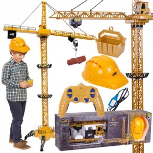 Macara construction RC pentru copii, 128 cm, cu lumini, sunete si accesorii incluse