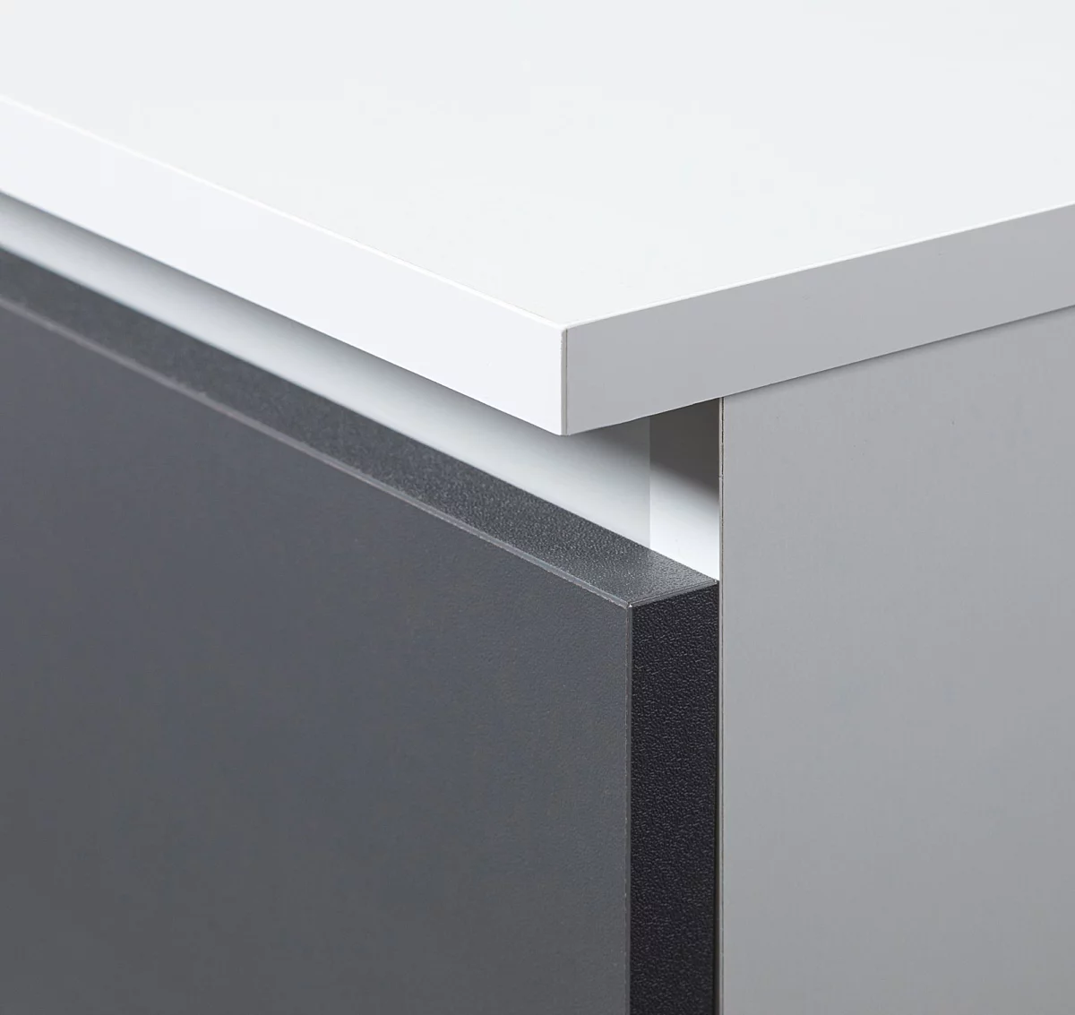 Dulap cu usa si 8 etajere, PAL laminat 16 mm, 80x35x180 cm, alb si gri - imagine 2