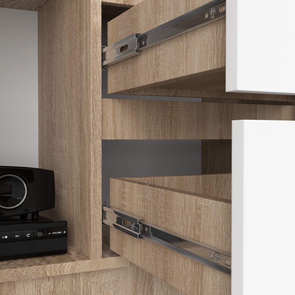 Dulap cu usa, 2 sertare si 7 rafturi, PAL laminat 16 mm, 80x35x180 cm, sonoma si alb - imagine 5