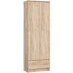 Dulap inchis cu 2 usi si sertar, 4 rafturi, PAL laminat 16 mm, 60x35x180 cm, stejar sonoma