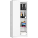 Dulap cu usa si 8 etajere, PAL laminat 16 mm, 80x35x180 cm, alb