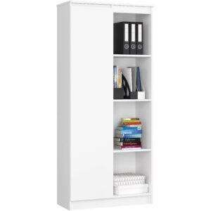 Dulap cu usa si 8 etajere, PAL laminat 16 mm, 80x35x180 cm, alb