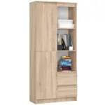 Dulap cu usa, 2 sertare si 7 rafturi, PAL laminat 16 mm, 80x35x180 cm, sonoma