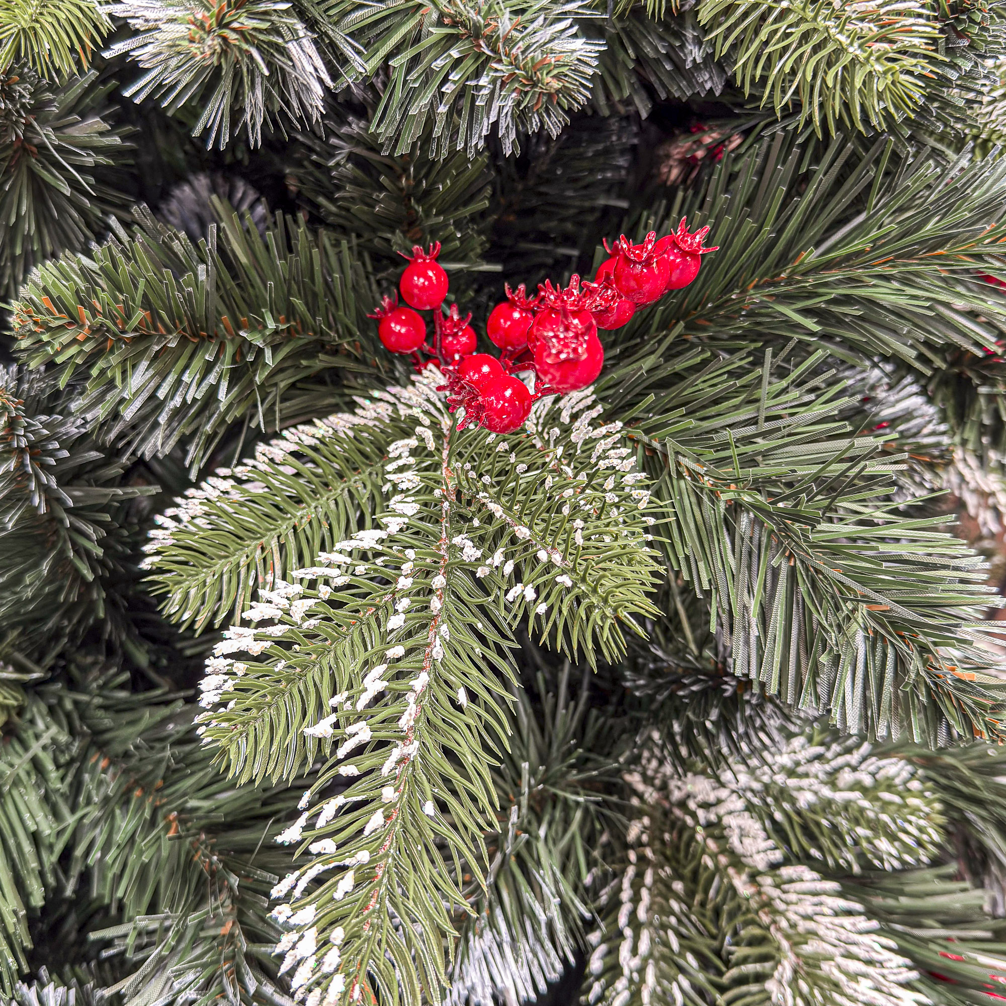 Brad artificial Sersimo, Alexima Elite, verde nins cu merisoare, mix 2D+3D, 230 cm - imagine 11