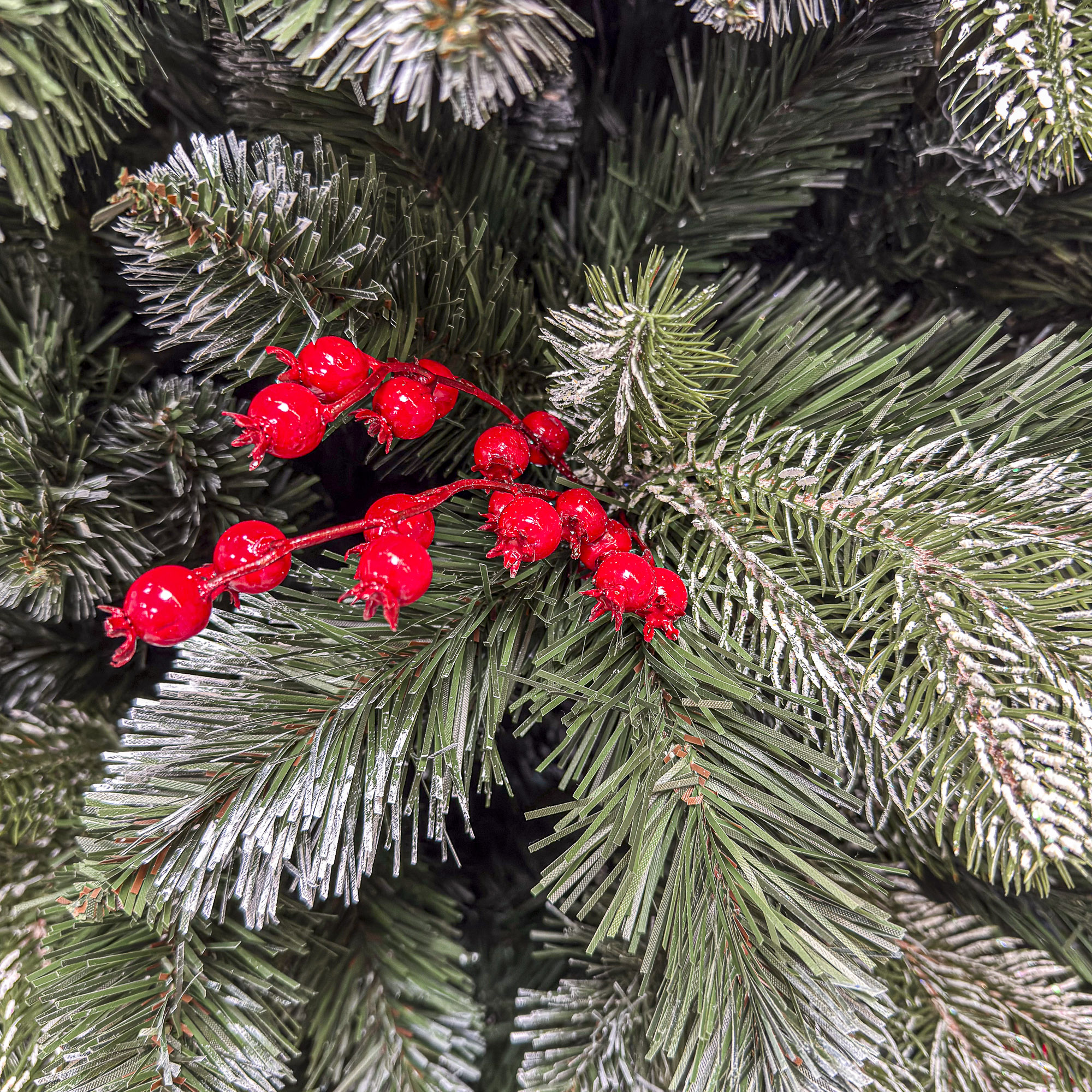 Brad artificial Sersimo, Alexima Elite, verde nins cu merisoare, mix 2D+3D, 230 cm - imagine 12