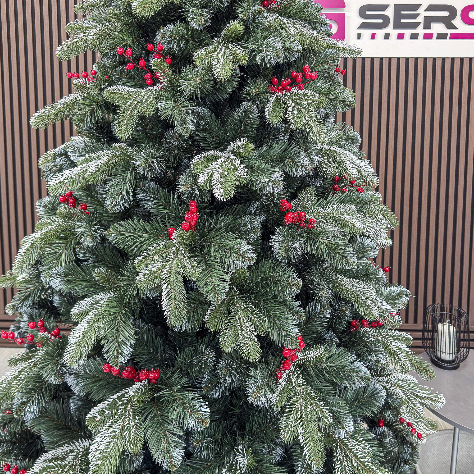 Brad artificial Sersimo, Alexima Elite, verde nins cu merisoare, mix 2D+3D, 230 cm - imagine 13