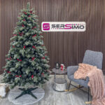 Brad artificial Sersimo, Alexima Elite, verde nins cu merisoare, mix 2D+3D, 230 cm