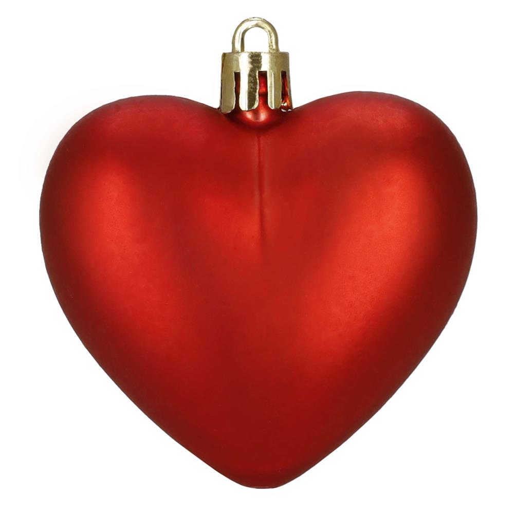 Set globuri decorative in forma de inima, 16 bucati, plastic, 4-7 cm, rosu - imagine 4